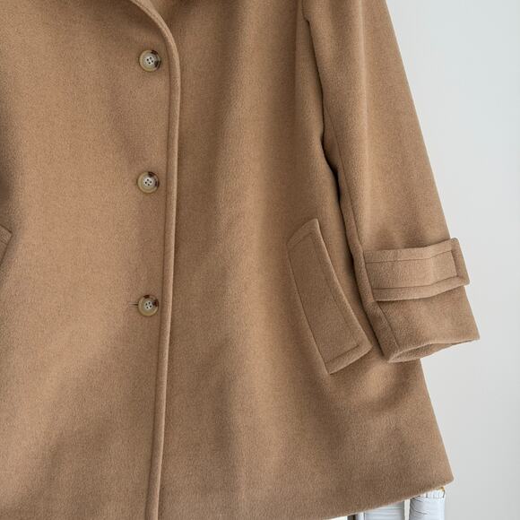 Ralph Lauren Wool Blend Car Coat Womens XL Camel Icon A Line Minimalist Luxury - Picture 11 of 16